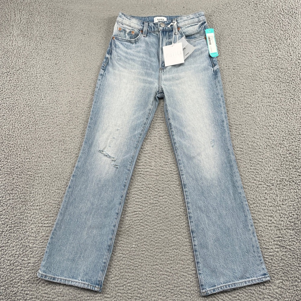 Pistola Jeans Womens 24P Blue Ally Bootcut Scholar Distressed High Rise Petite